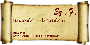 Szopkó Fábián névjegykártya